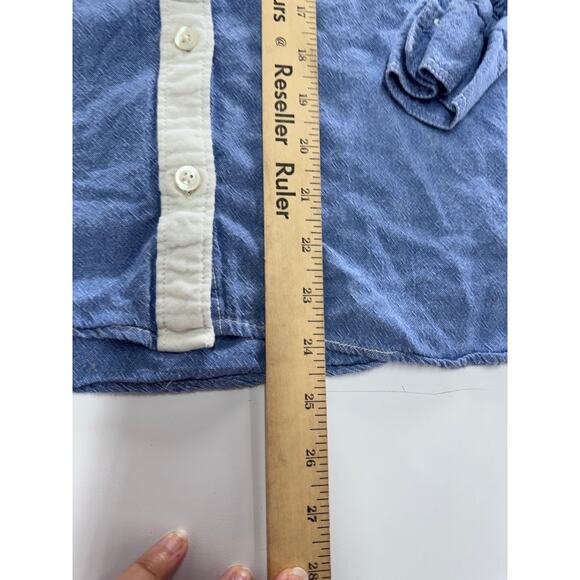 BDG Shirt Womens Small White Blue Two Tone Button Down Urban‎ Outfitters - Picture 6 of 7